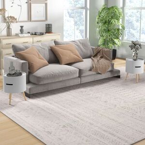 HOMCOM Side Coffee Table End Desk Night Stand Storage with Detachable Tray in White White HOMCOM Side Coffee Table End Desk Night Stand Storage with Detachable Tray in White White