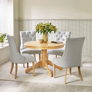 FurnitureboxUK Bude Round Wooden Dining Table & 4 Belgravia Chairs in Light Oak Size: 4 Person Light Oak 4 Person FurnitureboxUK Bude Round Wooden Dining Table & 4 Belgravia Chairs in Light Oak Size: 4 Person Light Oak 4 Person