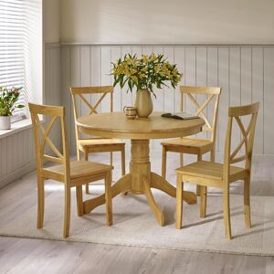 FurnitureboxUK Bude Round Wooden Dining Table & 4 Millford Chairs in Light Oak Light Oak FurnitureboxUK Bude Round Wooden Dining Table & 4 Millford Chairs in Light Oak Light Oak