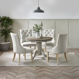 FurnitureboxUK Padstow Wooden Extending Dining Table & 4 Belgravia Chairs in Light Grey Light Grey FurnitureboxUK Padstow Wooden Extending Dining Table & 4 Belgravia Chairs in Light Grey Light Grey
