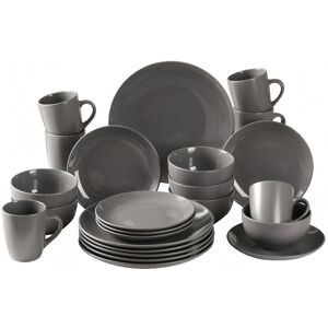 simpa 24PC Grey Glazed Ceramic Stoneware Dinner Set Grey simpa 24PC Grey Glazed Ceramic Stoneware Dinner Set Grey