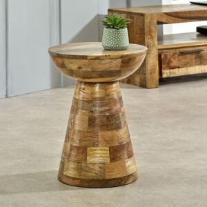 IH Design Bratton Mango Wooden Round Side Table Mushroom Style in Brown Brown IH Design Bratton Mango Wooden Round Side Table Mushroom Style in Brown Brown