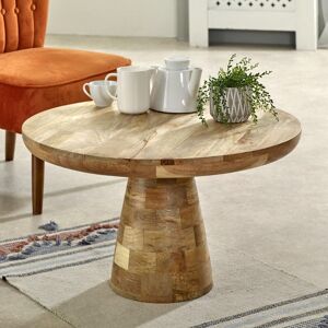 IH Design Bratton Mango Wooden Round Coffee Table Mushroom Style in Brown Brown IH Design Bratton Mango Wooden Round Coffee Table Mushroom Style in Brown Brown