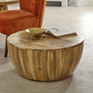 IH Design Bratton Mango Wooden Drum Coffee Table in Brown Brown IH Design Bratton Mango Wooden Drum Coffee Table in Brown Brown