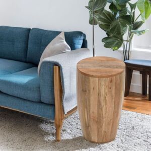 IH Design Bratton Mango Wooden Drum Side Table in Brown Brown IH Design Bratton Mango Wooden Drum Side Table in Brown Brown
