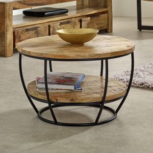 IH Design Bratton Mango Wooden & Metal Coffee Table With Shelf in Brown Brown IH Design Bratton Mango Wooden & Metal Coffee Table With Shelf in Brown Brown