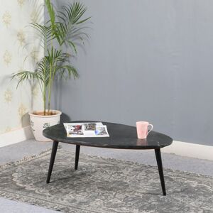 IH Design Tilden Coffee Table With Black Marble Top & Metal Legs in White White IH Design Tilden Coffee Table With Black Marble Top & Metal Legs in White White