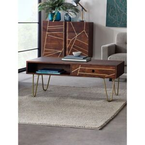 IH Design Rectangular Coffee Table Deiondre Dark Mango in Brown Brown IH Design Rectangular Coffee Table Deiondre Dark Mango in Brown Brown