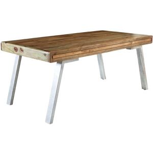 IH Design Daizha Wood & Metal Large Dining Table in Brown Brown IH Design Daizha Wood & Metal Large Dining Table in Brown Brown