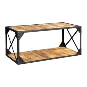 IH Design Alteus Vintage Up cycled Industrial Coffee Table with Shelf Metal & Wood in Black Black IH Design Alteus Vintage Up cycled Industrial Coffee Table with Shelf Metal & Wood in Black Black