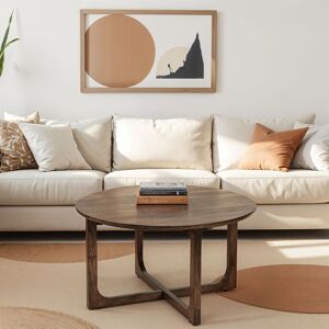 IH Design Nolan Natural Mango Wood Round Coffee Table in Brown Brown IH Design Nolan Natural Mango Wood Round Coffee Table in Brown Brown
