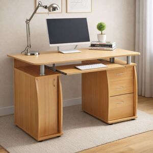 RayGar Wicklow Computer Desk with Storage Cabinet & 3 Drawers in Brown Size: 1 Pack Brown 1 Pack RayGar Wicklow Computer Desk with Storage Cabinet & 3 Drawers in Brown Size: 1 Pack Brown 1 Pack
