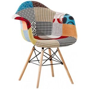 Life Interiors Single Colorful Patchwork Tub Accent Chair, Wooden Legs & Metal Wire Frame, Mid-Century Modern Dining Chair Multicolor Life Interiors Single Colorful Patchwork Tub Accent Chair, Wooden Legs & Metal Wire Frame, Mid-Century Modern Dining Chair Multicolor