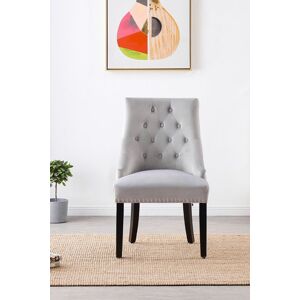 Life Interiors Single 'Windsor' Knocker Back Velvet Dining Chair Solid Wood Legs in Light Grey Light Grey Life Interiors Single 'Windsor' Knocker Back Velvet Dining Chair Solid Wood Legs in Light Grey Light Grey