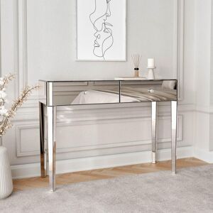 CARME HOME Ivy Silver Mirrored Dressing Table/Console Table Silver CARME HOME Ivy Silver Mirrored Dressing Table/Console Table Silver