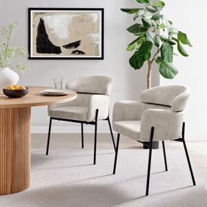 Modish Furnishing Cream Velvet Upholstery Dining Chair With Matte Black Metal Frame Set of 2 Cream Modish Furnishing Cream Velvet Upholstery Dining Chair With Matte Black Metal Frame Set of 2 Cream