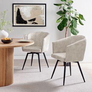 Modish Furnishing Velvet Upholstery Swivel Dining Chair With Black Metal Legs Set Of 2 in Cream Cream Modish Furnishing Velvet Upholstery Swivel Dining Chair With Black Metal Legs Set Of 2 in Cream Cream