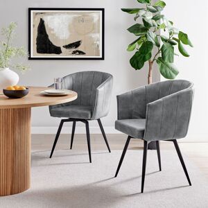 Modish Furnishing Velvet Upholstery Swivel Dining Chair With Black Metal Legs Set Of 2 in Light Grey Light Grey Modish Furnishing Velvet Upholstery Swivel Dining Chair With Black Metal Legs Set Of 2 in Light Grey Light Grey