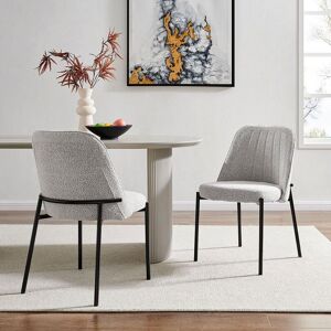 Modish Furnishing Adele Set Of 2 Light Grey Boucle Dining Chair With Black Legs Light Grey Modish Furnishing Adele Set Of 2 Light Grey Boucle Dining Chair With Black Legs Light Grey