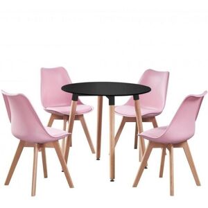 Life Interiors 'Lorenzo' Round Dining Set with a Table & Dining Chair Set of 4 in Pink Pink Life Interiors 'Lorenzo' Round Dining Set with a Table & Dining Chair Set of 4 in Pink Pink