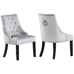 Life Interiors Light Grey Winchester Lux Velvet Dining Chairs - Dining Room Life Interiors Light Grey Winchester Lux Velvet Dining Chairs - Dining Room
