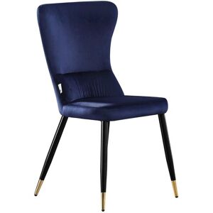 Life Interiors Single New York Modern Velvet Dining Chair with High Back, Black Metal Legs, & Gold Tips in Blue Blue Life Interiors Single New York Modern Velvet Dining Chair with High Back, Black Metal Legs, & Gold Tips in Blue Blue