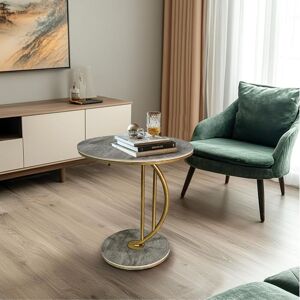 Hygrad Built to Survive C Shaped Half Moon Round Sintered Stone Slab/Metal End Coffee Sofa Bed Side Centre Table With Metal Legs (Grey/Gold) in Grey Grey Hygrad Built to Survive C Shaped Half Moon Round Sintered Stone Slab/Metal End Coffee Sofa Bed Side Centre Table With Metal Legs (Grey/Gold) in Grey Grey