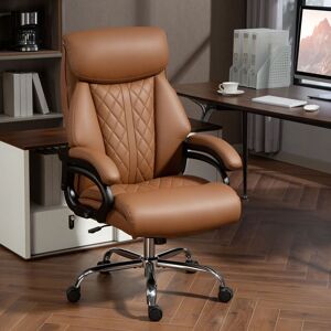 HOMCOM Office Chair with Spring Padding, PU Leather Computer Desk Chair in Light Brown Light Brown HOMCOM Office Chair with Spring Padding, PU Leather Computer Desk Chair in Light Brown Light Brown