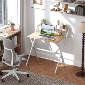 HOMCOM 81.5 cm Folding Computer Desk for Small Spaces Bedroom in Natural Size: Large Natural Large HOMCOM 81.5 cm Folding Computer Desk for Small Spaces Bedroom in Natural Size: Large Natural Large
