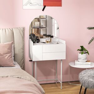 HOMCOM Makeup Vanity Table with Mirror Drawers Modern Dressing Table White White HOMCOM Makeup Vanity Table with Mirror Drawers Modern Dressing Table White White