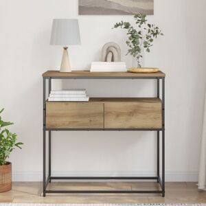 Berkfield Home Console Table Artisan Oak 75x40x75 cm Engineered Wood & Steel in Brown Size: 75 x 40 x 75 cm Brown 75 x 40 x 75 cm Berkfield Home Console Table Artisan Oak 75x40x75 cm Engineered Wood & Steel in Brown Size: 75 x 40 x 75 cm Brown 75 x 40 x 75 cm