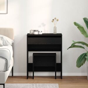 Berkfield Home Dressing Table with Mirror Black Oak Engineered Wood Black Berkfield Home Dressing Table with Mirror Black Oak Engineered Wood Black