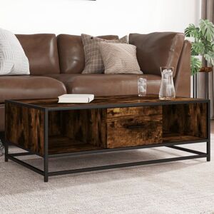 Berkfield Home Coffee Table Smoked Oak 100x57x35 cm Engineered Wood & Metal in Brown Size: 100 x 57 x 35 cm Brown 100 x 57 x 35 cm Berkfield Home Coffee Table Smoked Oak 100x57x35 cm Engineered Wood & Metal in Brown Size: 100 x 57 x 35 cm Brown 100 x 57 x 35 cm