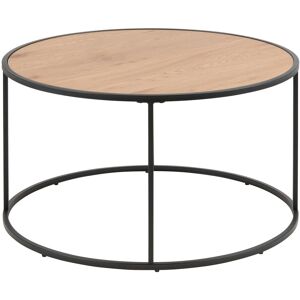 Furniture To Go Seaford Black Metal Round Coffee Table with Oak Top Black Furniture To Go Seaford Black Metal Round Coffee Table with Oak Top Black