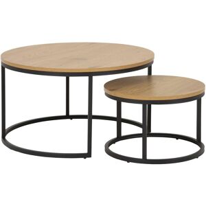 Furniture To Go Spiro Round Coffee Table Set with Oak Top & Black Legs Black Furniture To Go Spiro Round Coffee Table Set with Oak Top & Black Legs Black