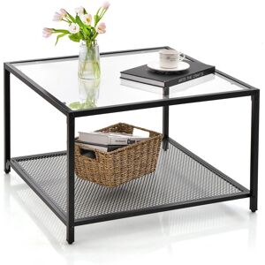 Costway Modern Glass Top Coffee Table Home Square Center Table Accent Sofa Side Table in Clear Clear Costway Modern Glass Top Coffee Table Home Square Center Table Accent Sofa Side Table in Clear Clear