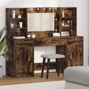 Berkfield Home 3 Piece Dressing Table Set Smoked Oak Engineered Wood in Brown Brown Berkfield Home 3 Piece Dressing Table Set Smoked Oak Engineered Wood in Brown Brown
