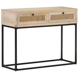 Berkfield Home Console Table 100x35x76 cm Solid Mango Wood & Natural Cane in White Size: 100 x 35 x 76 cm White 100 x 35 x 76 cm Berkfield Home Console Table 100x35x76 cm Solid Mango Wood & Natural Cane in White Size: 100 x 35 x 76 cm White 100 x 35 x 76 cm