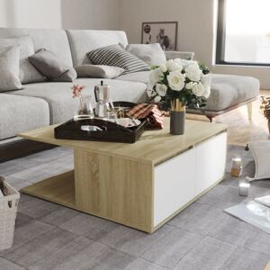 Berkfield Home Coffee Table White & Sonoma Oak 80x80x31 cm Engineered Wood Size: 80 x 80 x 31 cm White 80 x 80 x 31 cm Berkfield Home Coffee Table White & Sonoma Oak 80x80x31 cm Engineered Wood Size: 80 x 80 x 31 cm White 80 x 80 x 31 cm