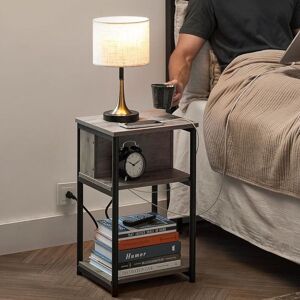 VASAGLE Slim Side Table Charging Station Narrow 2 AC USB Outlets Bedside in Fawn Fawn VASAGLE Slim Side Table Charging Station Narrow 2 AC USB Outlets Bedside in Fawn Fawn