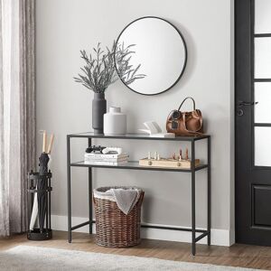 VASAGLE Console Entrance Table Glass Top Metal Frame 2 Levels Adjustable in Black Black VASAGLE Console Entrance Table Glass Top Metal Frame 2 Levels Adjustable in Black Black