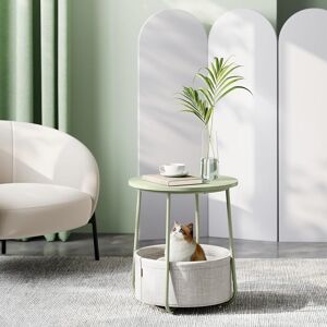 VASAGLE Round End Table Fabric Basket Spacious Modern Bedside Living Room in Olive Olive VASAGLE Round End Table Fabric Basket Spacious Modern Bedside Living Room in Olive Olive