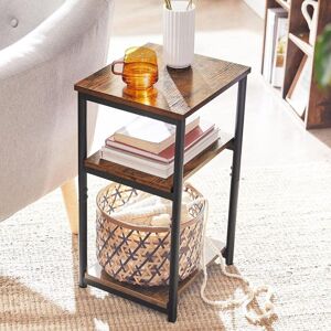 VASAGLE 3-Tier Sofa Side Table End Table Steel Frame Industrial Office in Brown Brown VASAGLE 3-Tier Sofa Side Table End Table Steel Frame Industrial Office in Brown Brown