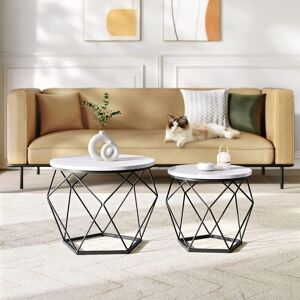 VASAGLE Side Tables Set of 2 Robust Steel Frame Living Room in Warm White Warm White VASAGLE Side Tables Set of 2 Robust Steel Frame Living Room in Warm White Warm White