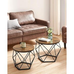VASAGLE Side Tables Set of 2 Robust Steel Frame Living Room in Brown Brown VASAGLE Side Tables Set of 2 Robust Steel Frame Living Room in Brown Brown
