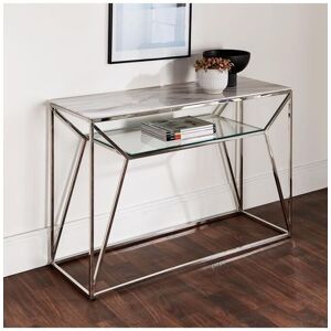 Native Home & Lifestyle Marble Glass Console Table in Silver Silver Native Home & Lifestyle Marble Glass Console Table in Silver Silver