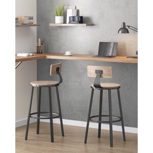 VASAGLE Set of 2 Bar Stools with Backrest & Metal Frame in Fawn Fawn VASAGLE Set of 2 Bar Stools with Backrest & Metal Frame in Fawn Fawn