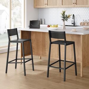 VASAGLE Industrial Counter Height Bar Stool Set of 2 in Black Black VASAGLE Industrial Counter Height Bar Stool Set of 2 in Black Black