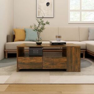 Berkfield Home Coffee Table Smoked Oak 102x55x42 cm Engineered Wood in Brown Size: 102 x 55 x 42 cm Brown 102 x 55 x 42 cm Berkfield Home Coffee Table Smoked Oak 102x55x42 cm Engineered Wood in Brown Size: 102 x 55 x 42 cm Brown 102 x 55 x 42 cm