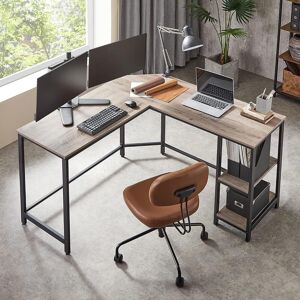 VASAGLE L-Shaped Corner Gaming Desk with 2 Storage Shelves Space Saving in Fawn Fawn VASAGLE L-Shaped Corner Gaming Desk with 2 Storage Shelves Space Saving in Fawn Fawn
